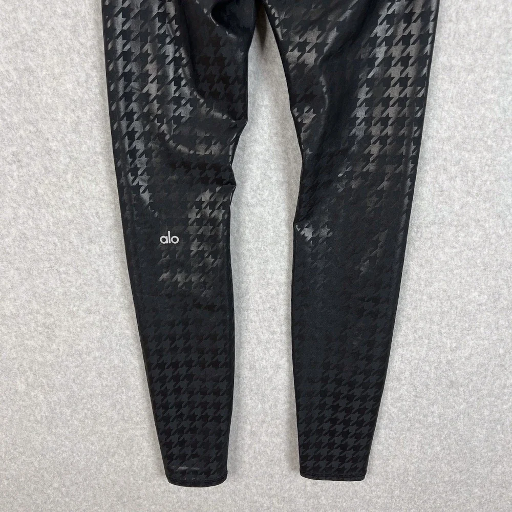 Alo Yoga Black Airlift Glimmer Houndstooth High Waisted Legging Size Small